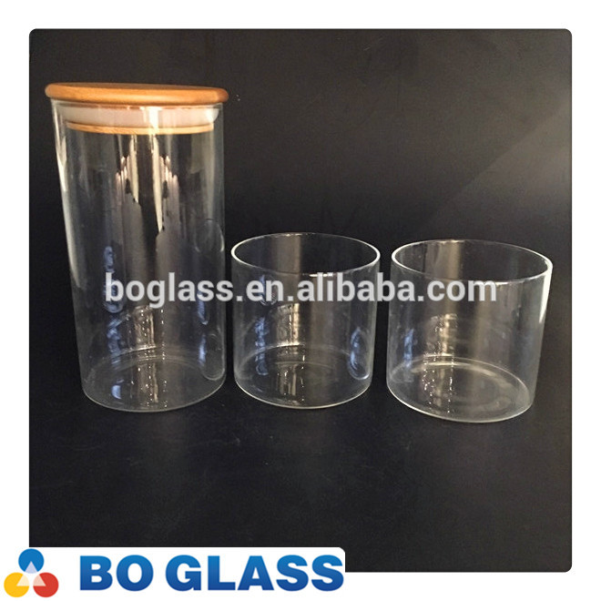 Hot sale storage clear glass jar with bamboo lid from glass manufacture