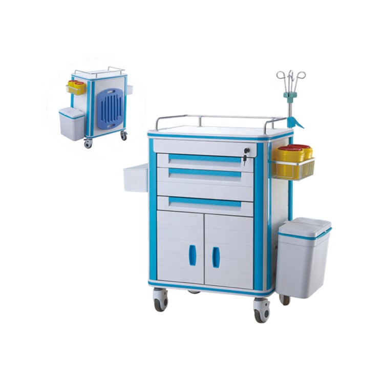 Mobile surgical trolley in hospital medical emergency crash trolley cart