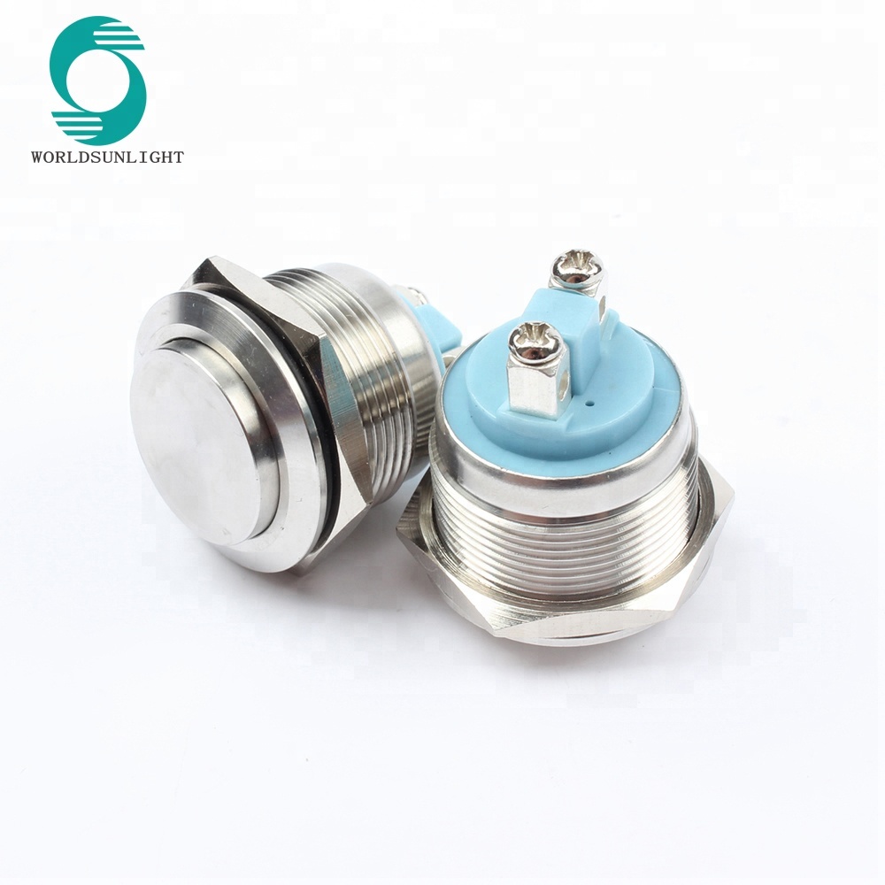 XL22S/H10 22mm 2 screws high flat head Momentary stainless waterproof Push button switch