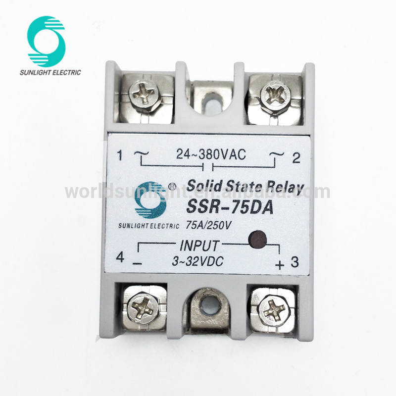 SSR-75DA 75A 3-32VDC input 24-380VAC output dc to ac solid state relay