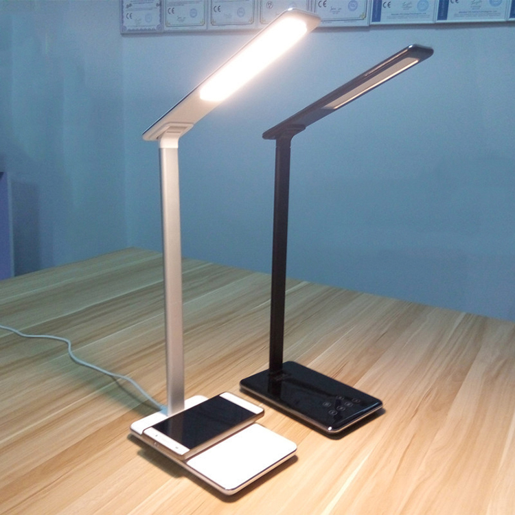 Portable Folding Dimmable Touch 5W LED Desk Lamp, Qi Wireless Charger Smart Phone Table Lamps for Home Decor