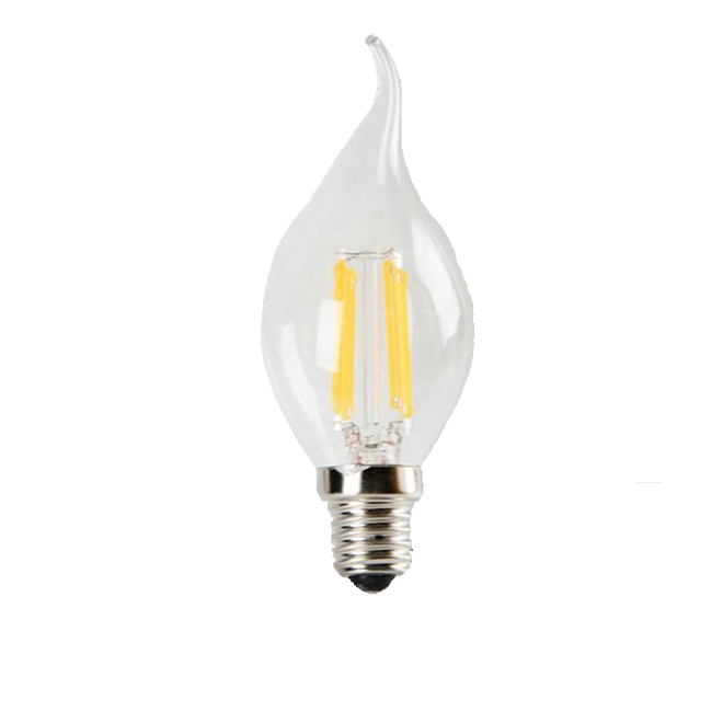 Wholesale 3000k 4500k 6500k glass+plastic 4w led filament bulb