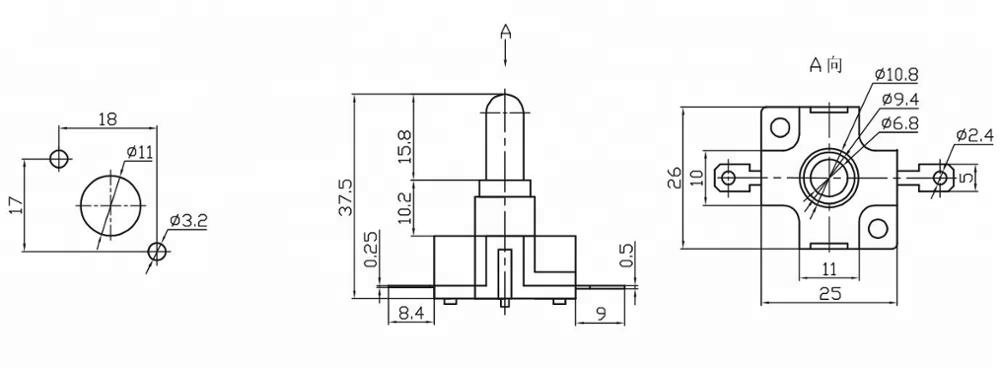 PBS-34B OFF-(ON) plastic pushbutton switch for household appliance