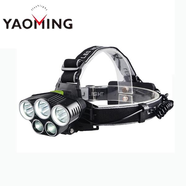 High Power Blue Light 5 LED USB Rechargeable Headlamp for Fishing Hunting Camping