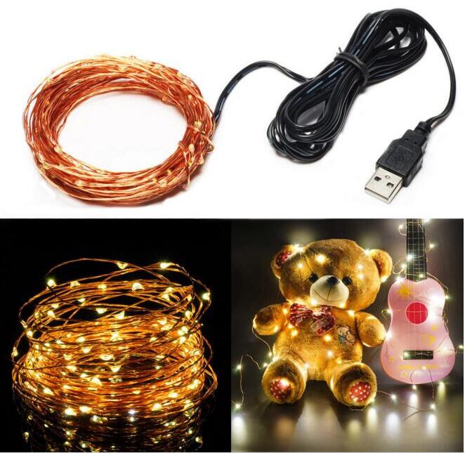 5M 50led / 10M 100led 5V USB Warm white/RGB copper wire christmas festival wedding party decoration led string light