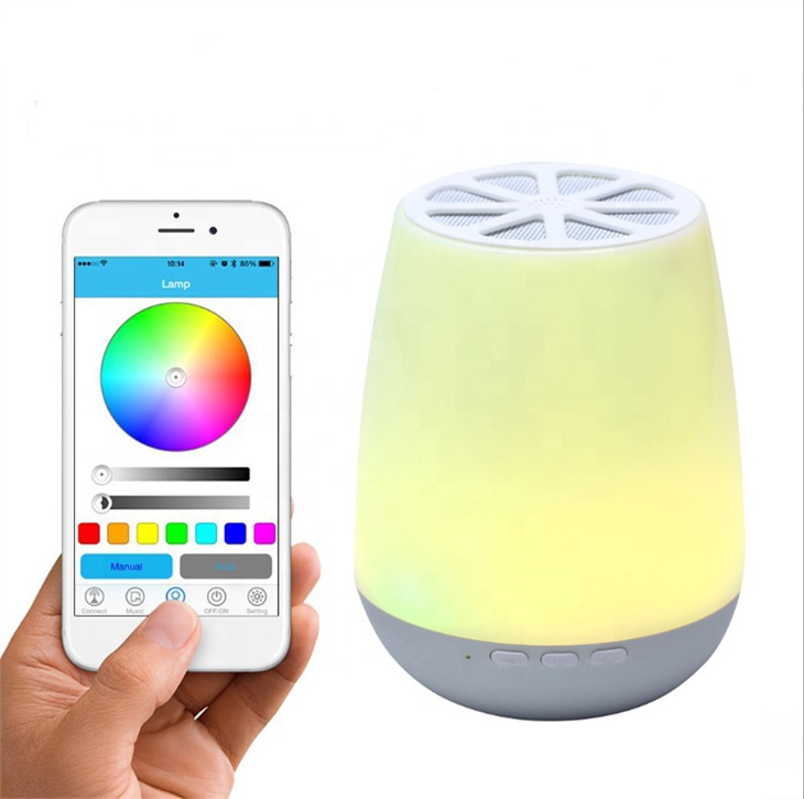 Smartphone APP Control and Bluetooth Speaker Wireless Alarm Clock Colorful Smart Night Light