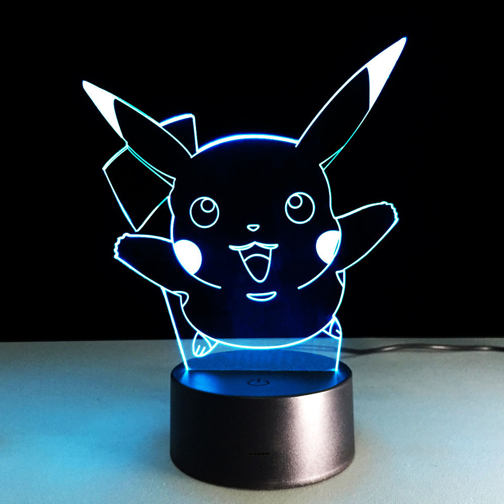 bedroom illusion lamp led decorative pokemon pikachu 3d led night light