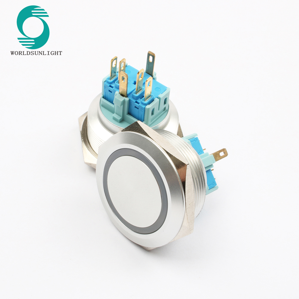 30mm led type 6v 12v 24v 220v illuminated latching or momentary 6 12 24 220 volt stainless steel push button pushbutton switch