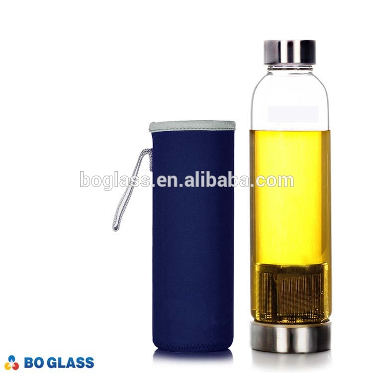 borosilicate glass water bottle with tea infuser