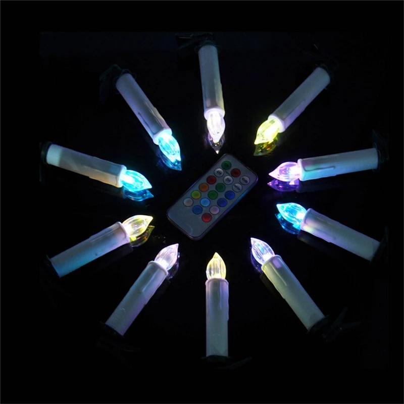 Factory direct ABS plastic battery power Eight keys remote control flame-free Christmas tree clip Candle light