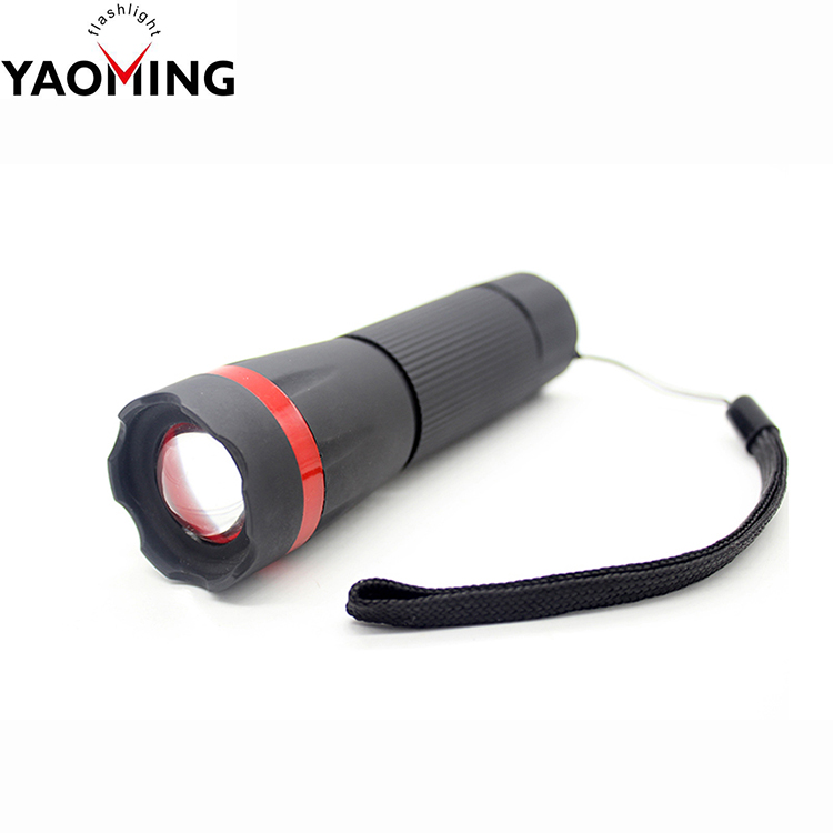 3*AAA Zoom Plastic Ruber Pocket Flash Light Durable Torch Led Flashlight Promotion Gift