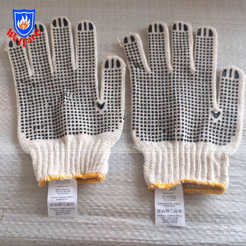 Natural cotton knit Working Leather fire fighting Gloves