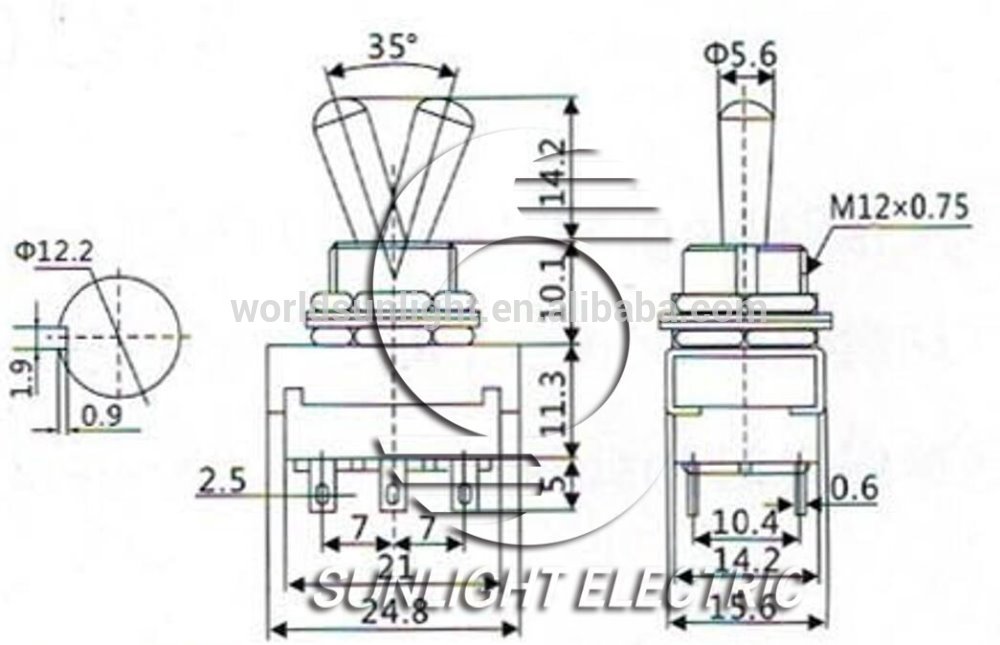 KN-32 2 way 3A 250VAC ON-ON latching toggle switch