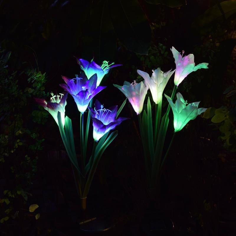 2018 New solar flower stakes lily light solar landscape lamp