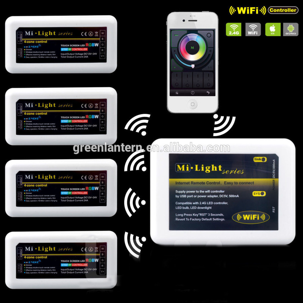 mi light outdoor remote 2.4G wifi controller rgb+w rgb+ww 24v mini led light strip controller