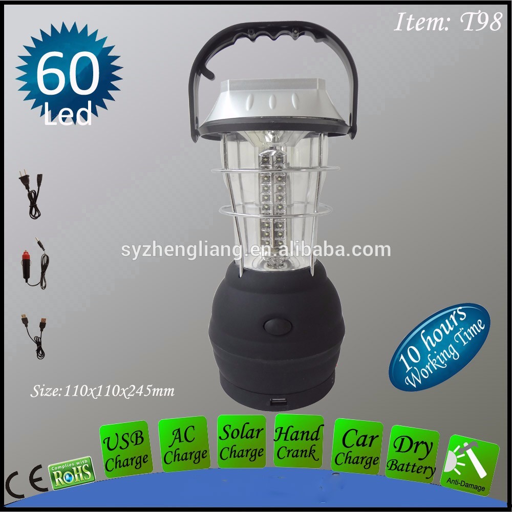 Solar rechargeable camping lantern 36Led portable rechargeable hand crank solar lantern with mobile phone charge