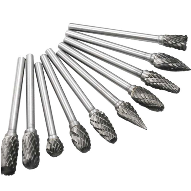 10pcs 1/8 Inch Tungsten Carbide Rotary Burrs Set Grinder Abrasive Wood Milling Routing Bits Tool