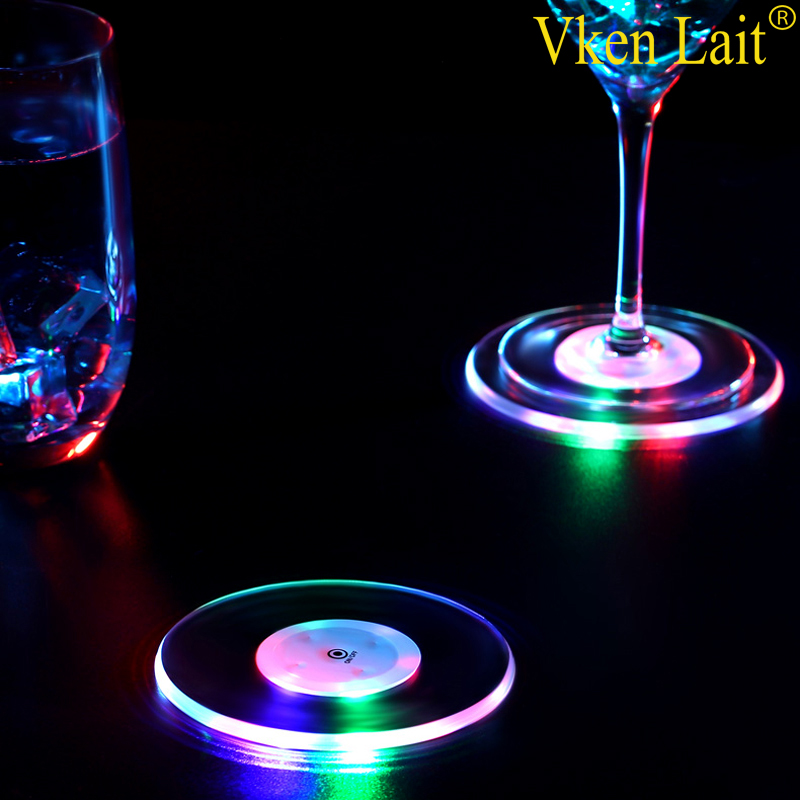 Bar LED Coaster Lighting Up Glow Waterproof Cup Mat Bottle Colorful Flash Club Drink Acrylic Ultra-thin Tableware