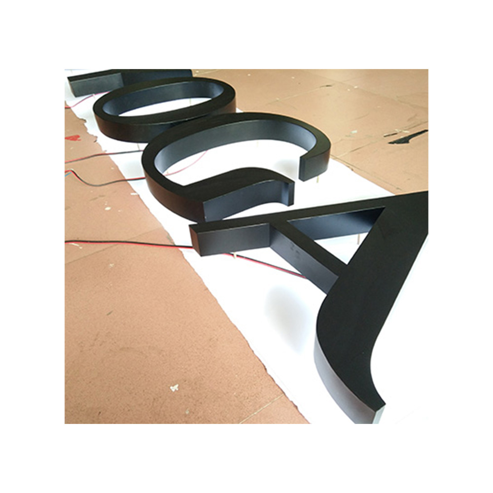 Free to custom size and color Matte black color LED back lit  halo lit stainless steel sign for  sign name and illumintaed sign