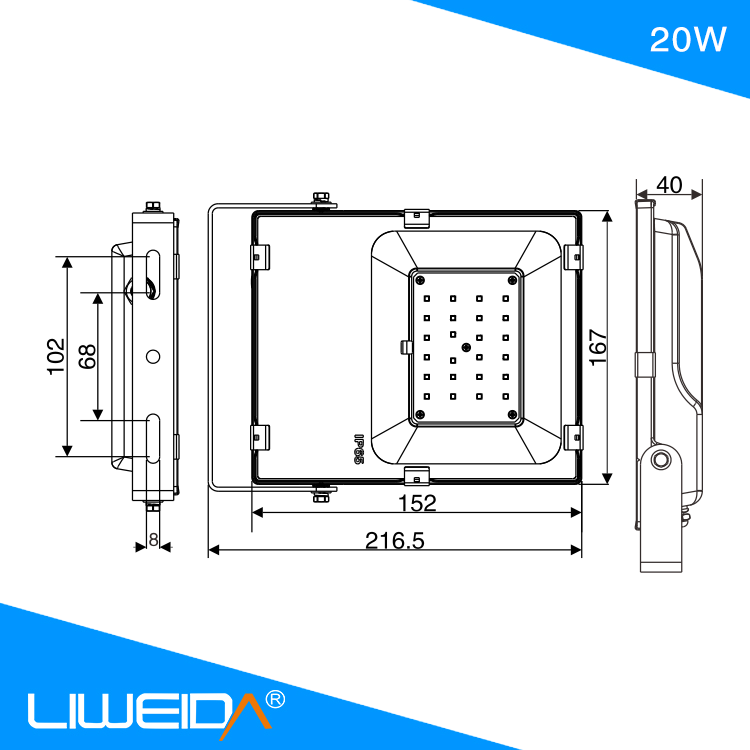 High lumen Shenzhen supplier IP65 waterproof outdoor smd 2000lm 20 watt led flood light housing