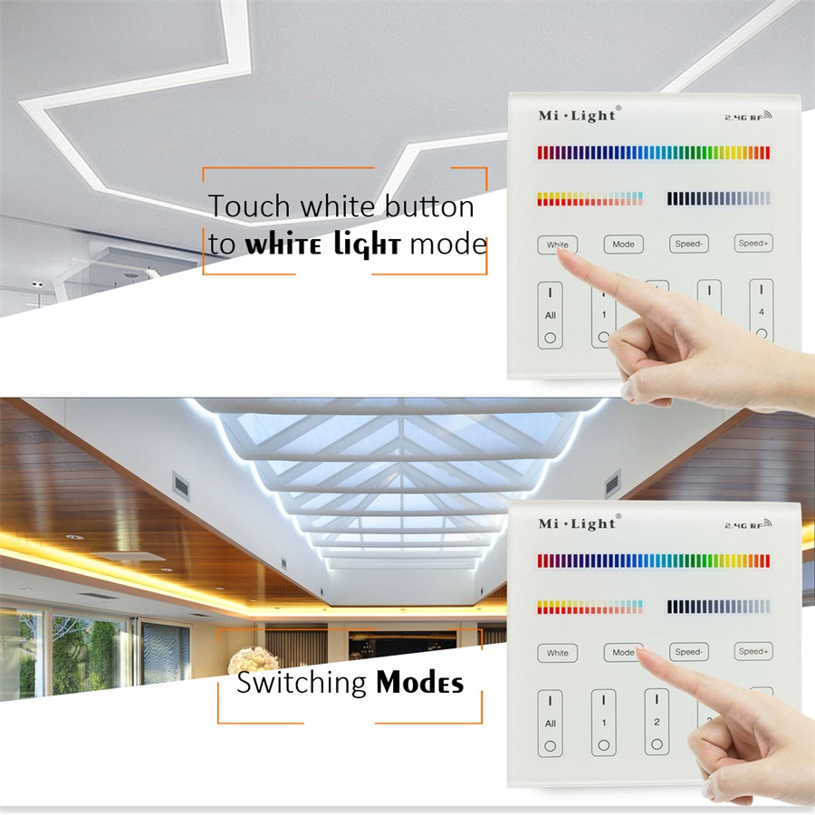 Milight T4 AC85-265V 4-Zone RGB+CCT Smart Touch Panel Remote Controller