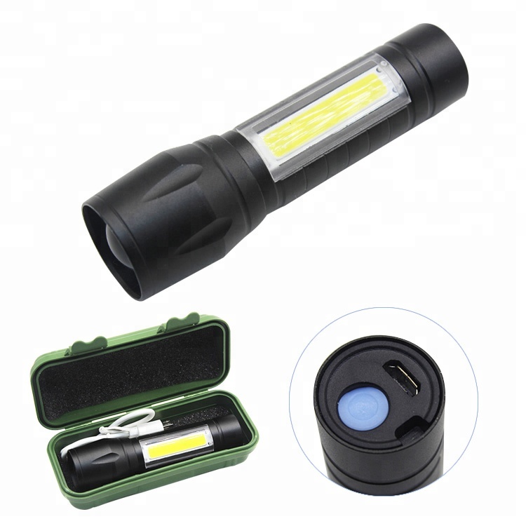 Aluminum Alloy Small Led Torch USB Charge Mini COB LED Flashlight