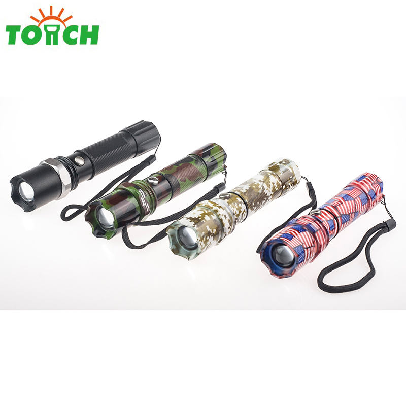 High Quality Rechargeable Waterproof LED Flashlight 18650 Self Defense Tactical Baton Flashlight Zoom Police Torch Light