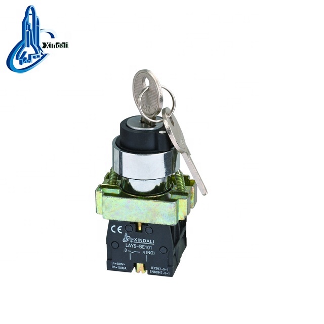 yueqing xindali factory price 2 position selector key-lock push button switch LAY5-BG33