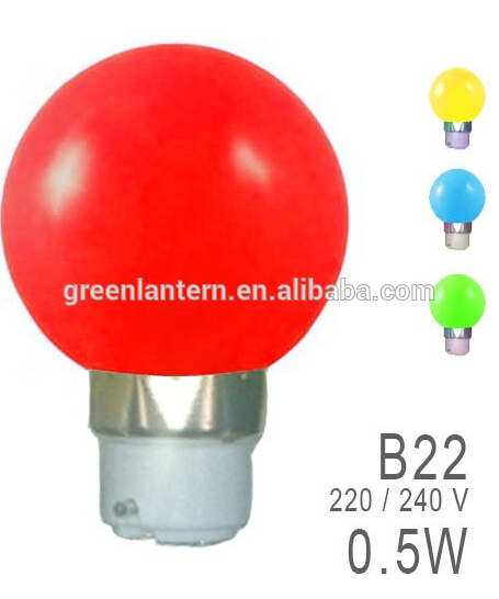 Waterproof Color LED Bulb G45 1W with Plastic B22 Lamp base