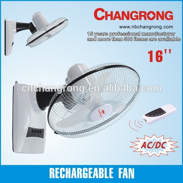 rechargeable battery fan remote control wall fan with light