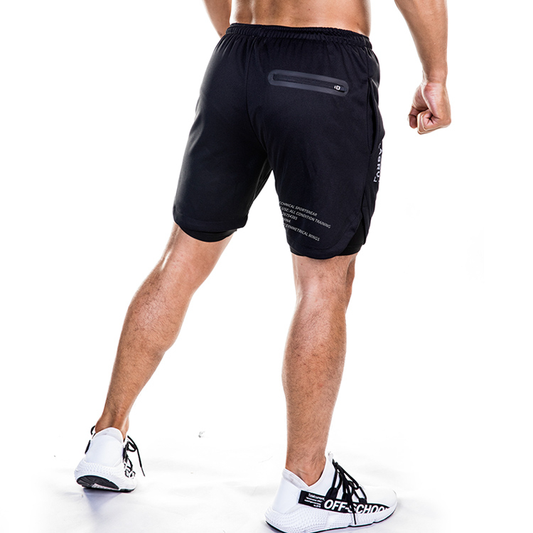 New Men Summer Slim Shorts Gyms Fitness Running Male Shorts Knee Length Breathable Shorts Mesh Sportswear with Inner Bag