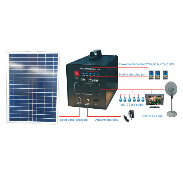 2018 mini energy storage solar panel system home with 6pcs led lights