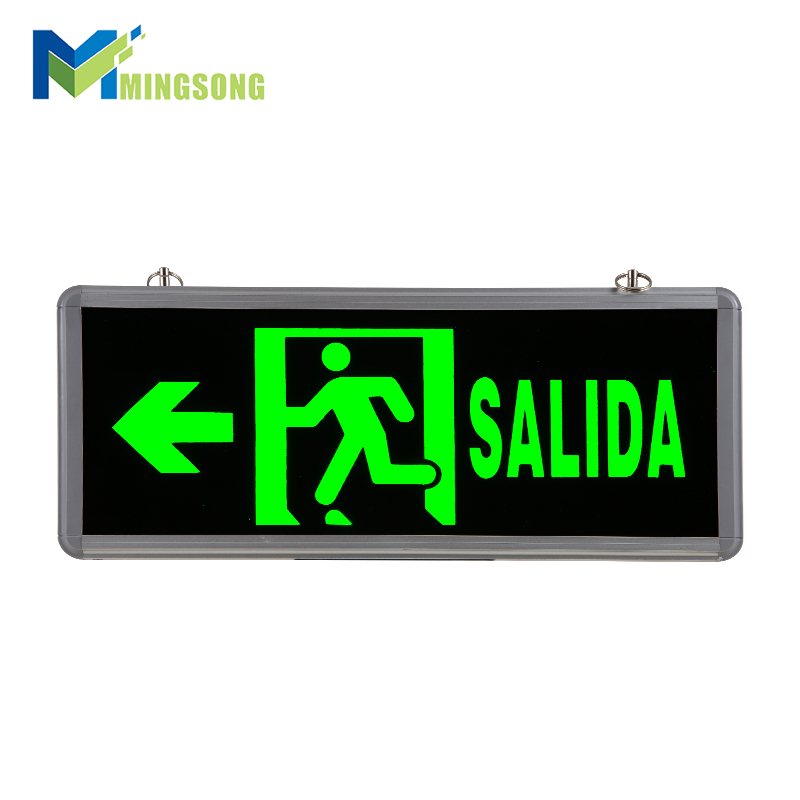 CE ROHS factory price aluminum Spanish SALADA single sided double sided LED  emergency  EXIT sign indicator light