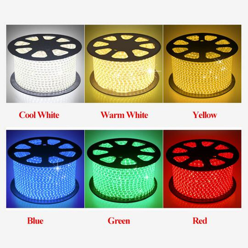 60leds/m 14.4w/m waterproof IP65 warm white 50M 110V 220V High voltage 5050 led flexible strip light