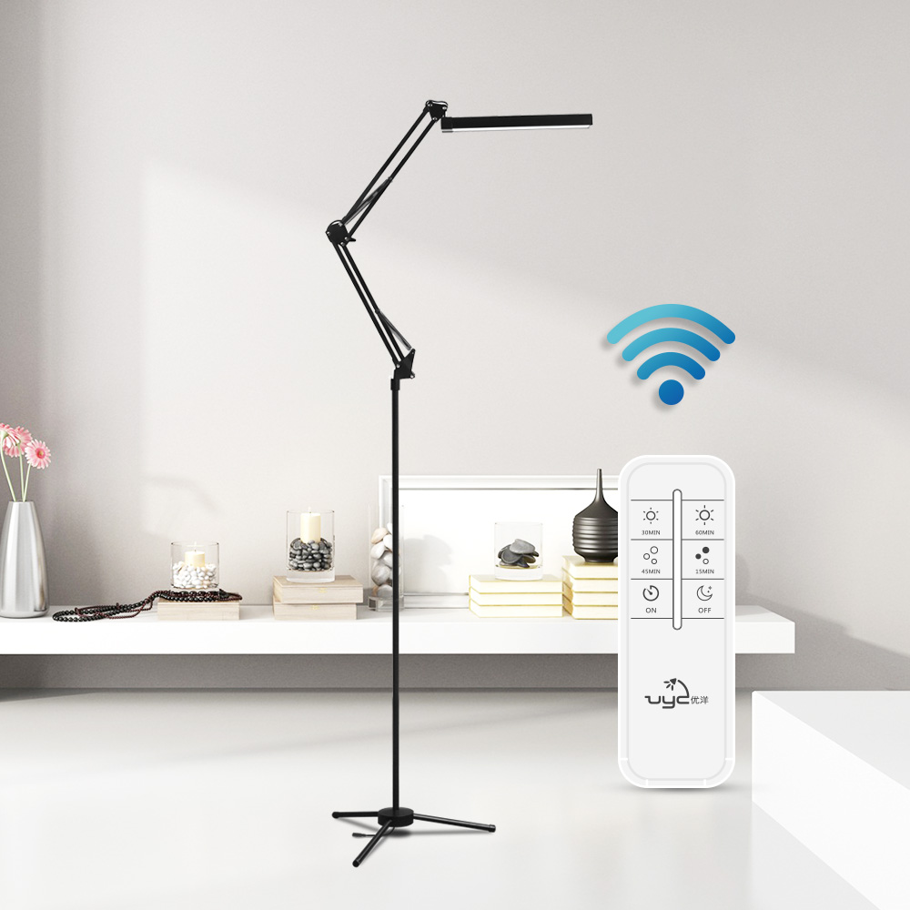 UY-F16 Remote Control Touch Sensitive Dual Light Color Flexible Arm Dimmable Cosmetic Office LED Floor Lamp