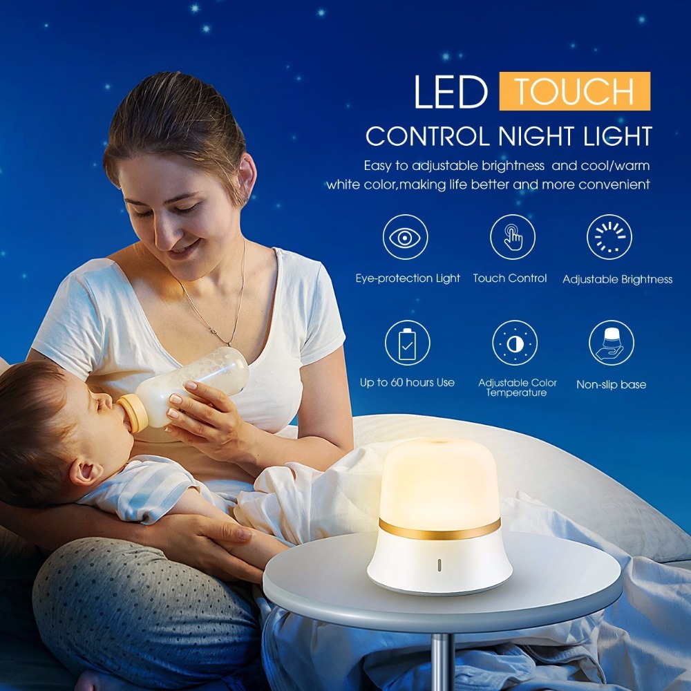 New Household Style Bedtime Light Flexible Anti-Slip Design Indoor Cordless Led Battery Operated