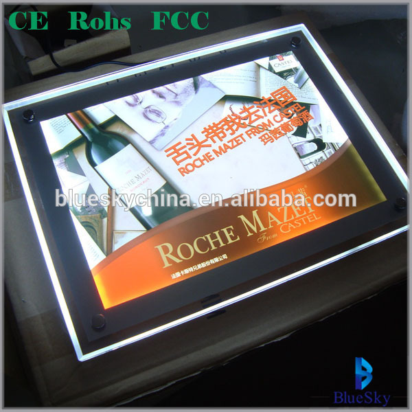 High light crystal light box photo frame for home display and decoration with hanging or wall mounted in the market