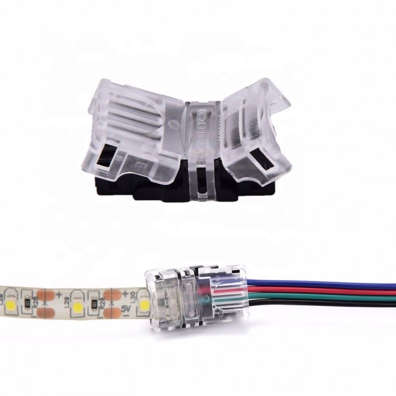 for 10mm 5050 5630 RGB 4Pin LED Connector Waterproof LED Tape Light Strip to Wire Connection Conductor