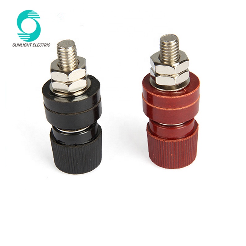 JS-555-A 8mm Thread Black Red banana jack pole brass Binding Post Terminal Connector For Motor