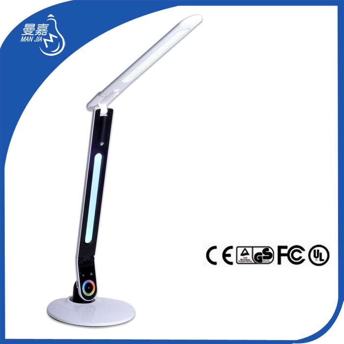 Wholesaler touch switch metal learning desk lamp, 12V 3  level  dimming colorful night light with USB port