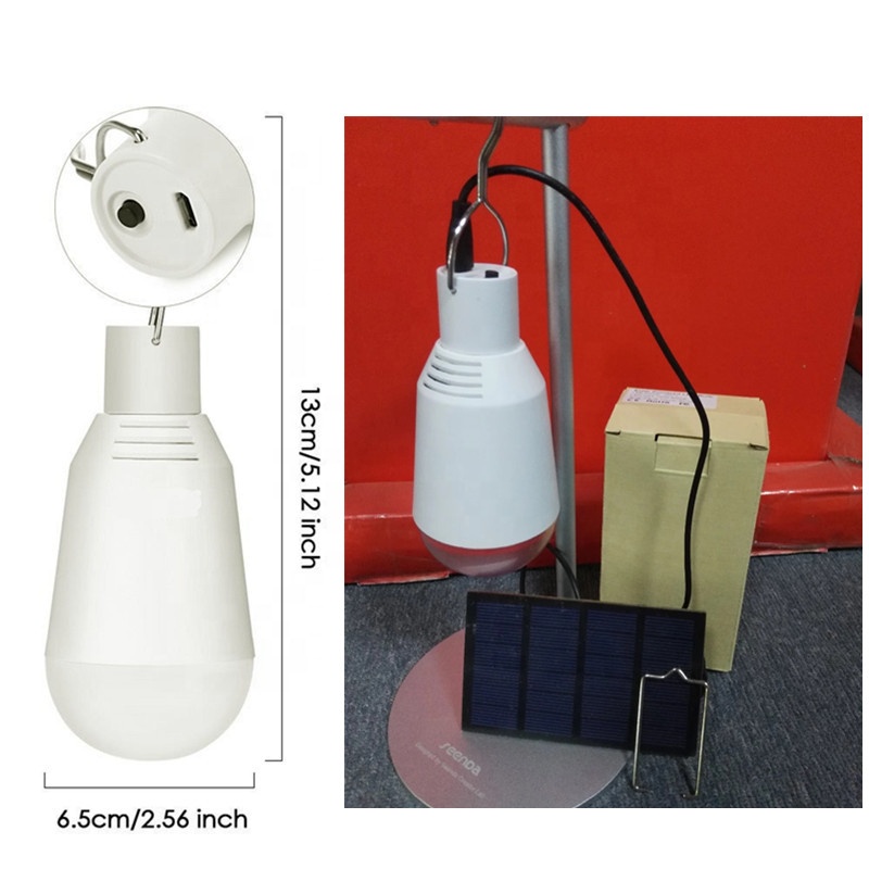 Portable Button Switch 2W Clic Solar Panel LED Bulb with Battery Powered