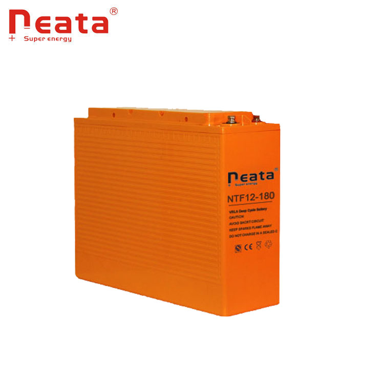 180ah front terminal 12v deep cycle solar rechargeable lead-acid storage battery