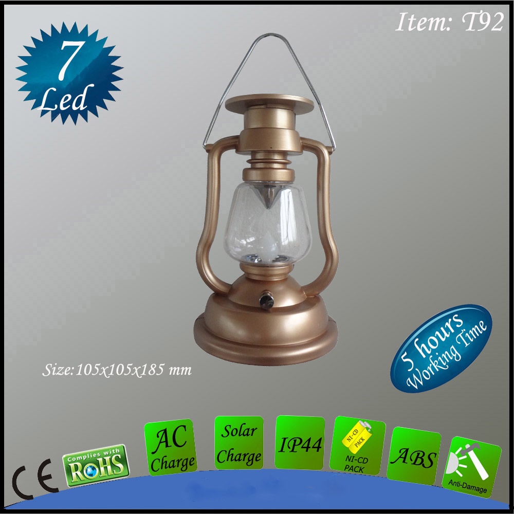 7Led rechargeable hand crank solar camping lantern for camping