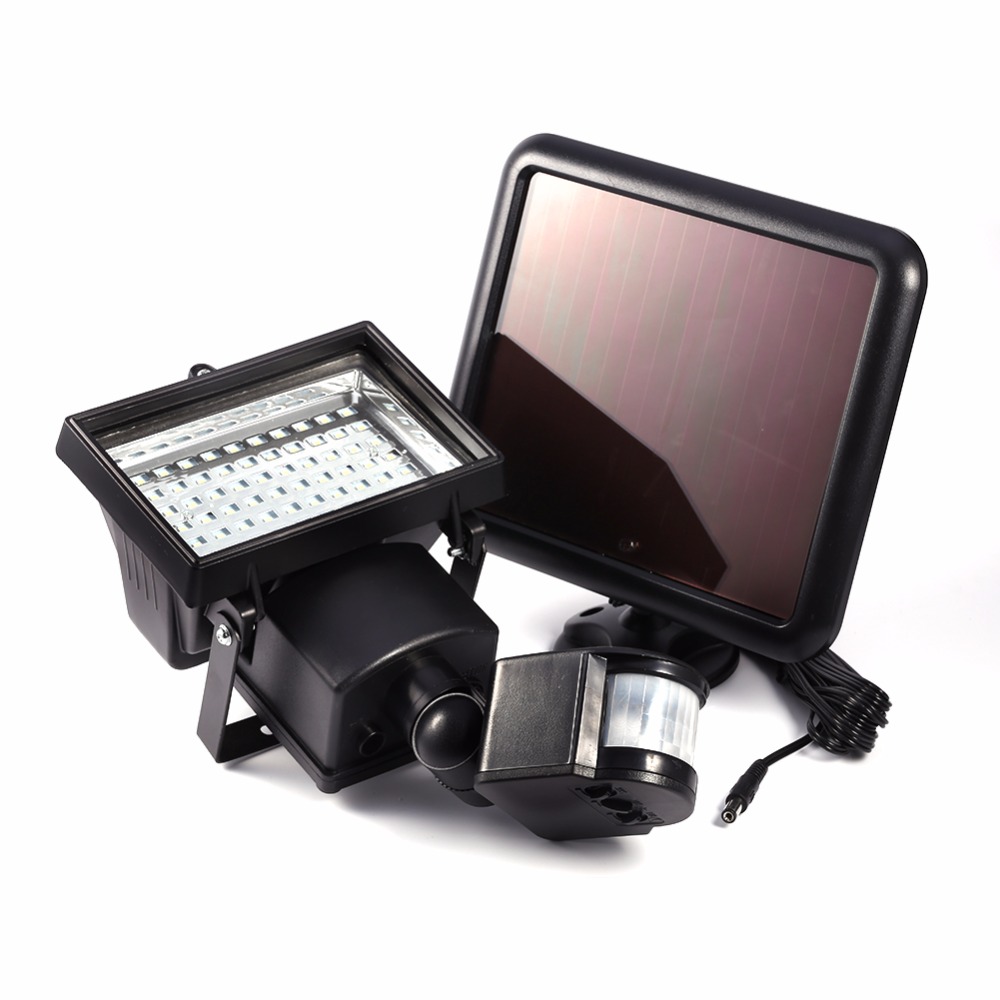 Solar Panel LED Flood Security Garden PIR Motion Sensor 60 LEDs Path Wall light Outdoor Emergency Lamp