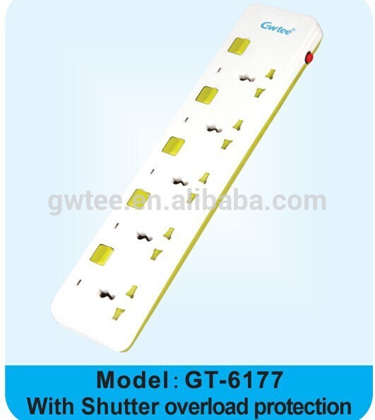 6 way outlet universal electrical overload power strip with individual switches
