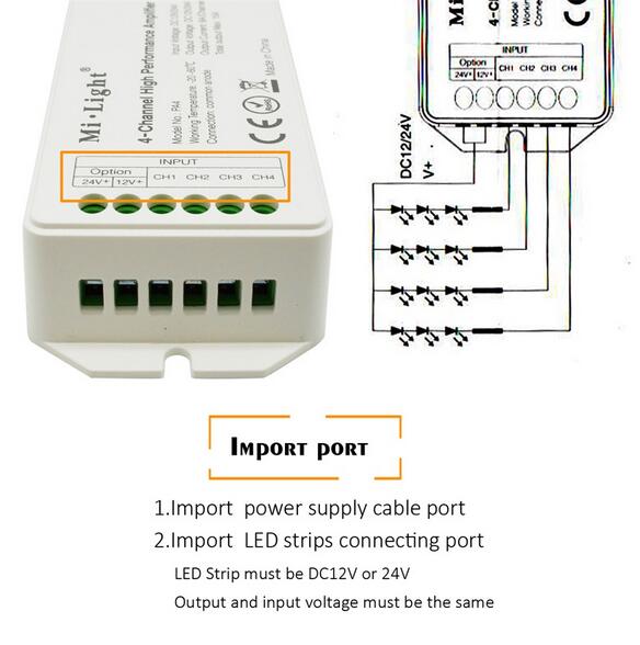 Milight 4-Channel Led Amplifier Controller for RGB RGBW LED Strips