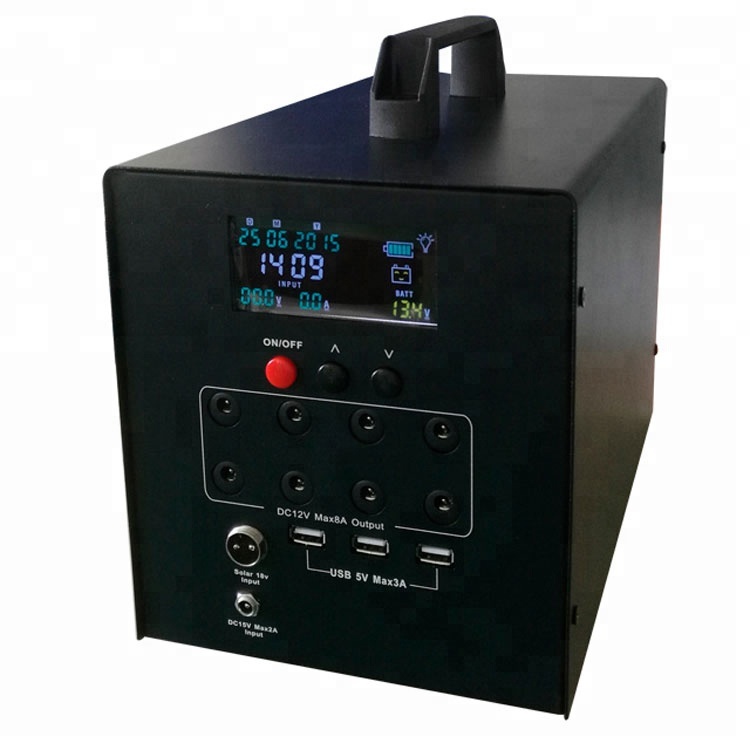 Indoor portable 60W solar power generator system for fan & lighting with USB charger