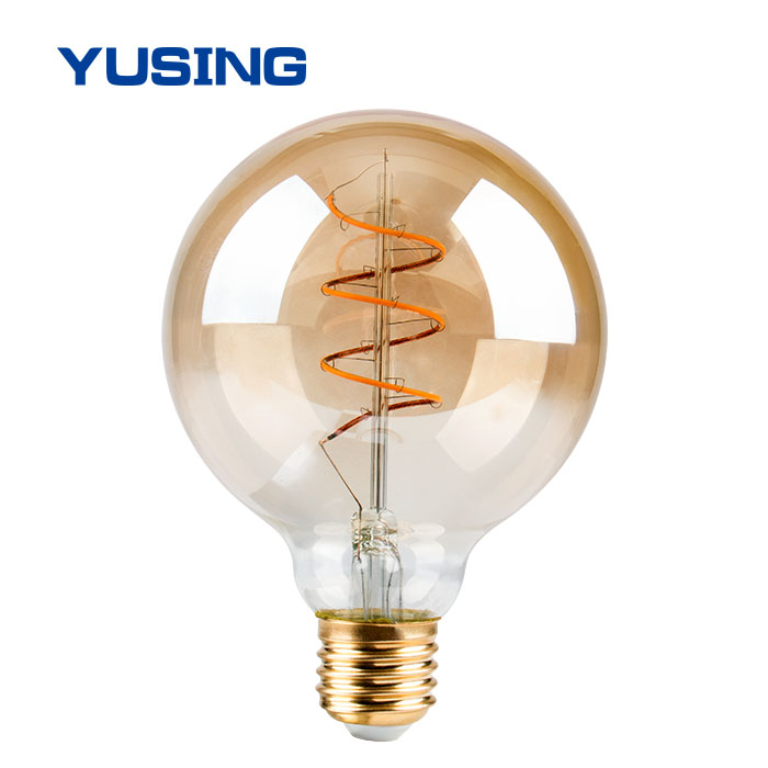 LED Filament G95 Amber Housing, 4W COB Edison Bulb, 360 Degree Globe LED Light Bulbs