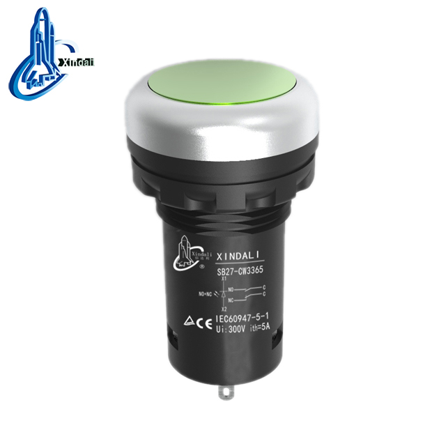 zhejiang led light 22mm industrial IP67 waterproof illuminated flush head with light push button SB27-CW3365