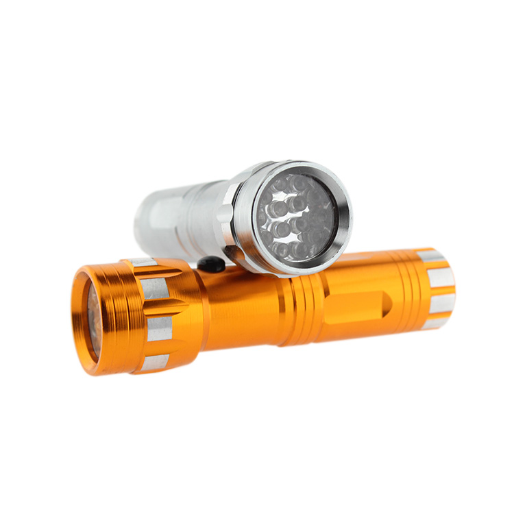 Promotional price 14LED  high lumen 3pcs AAA battery aluminum flashlight middle switch torch flashlight